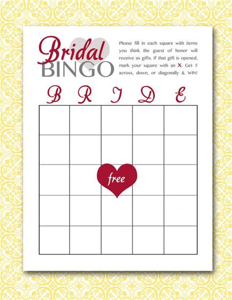 Bridal Bingo Printable Pdf Bridal Bingo Bingo And Bridal Shower
