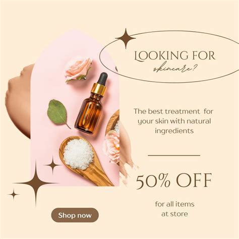 an advertisement for skin care products on a pink background with flowers and spoons next to it
