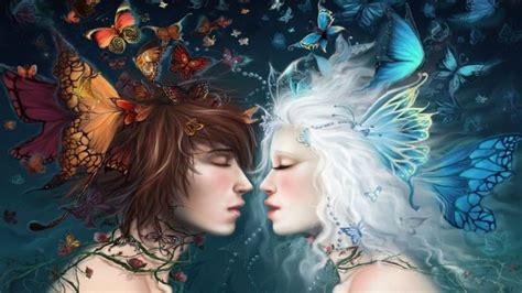 Fantasy Fairy Gods Love Romance Mood Emotions Kiss Women Females Girls Men Males