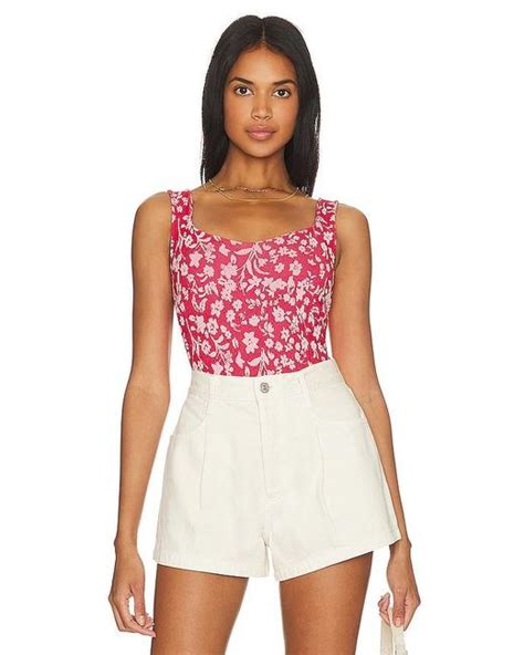 Free People X Intimately Fp Clean Lines Printed Bodysuit In Red Lyst