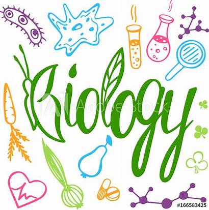 Biology Subject Lettering Drawn Icon Colorful Similar