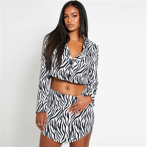 I Saw It First Zebra Print Mini Skirt Co Ord Black White