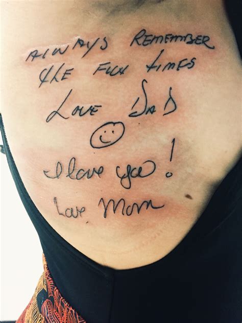 Just take a look at these 42 gorgeous dog tattoos for a bit of awe and inspiration. Handwriting signature remembrance tattoo | Tattoos, Tattoo ...