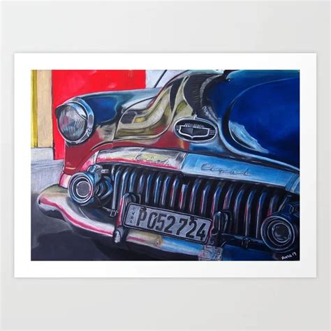 Old Buick Eight Car In Chalk Pastels Art Print By Annagreen Worldwide
