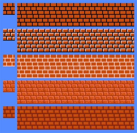 Texture For Platformers Pixel Art Vector Brick Wall Stock Vector