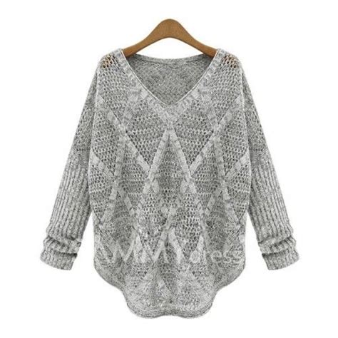 Hollow Out Long Sleeve Casual Style V Neck Acrylic Sweater For Women