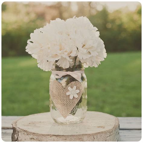 Burlap Mason Jar Wedding Centerpiece Burlap By Stylejarsandcans 12