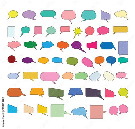 Callout Symbols Color Speech Bubble Set Comic Speech Doodle Vector