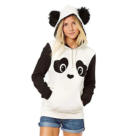 Mooistar 4005 Womens Panda Pocket Hoodie Sweatshirt Hooded Pullover