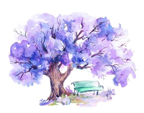 Download Purple Tree Watercolor Painting Wallpaper