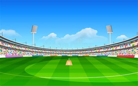 Stadium Of Cricket Stock Vector Illustration Of Grass 49951267