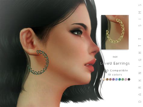 The Sims Resource Loveu Earrings By Darknightt • Sims 4 Downloads