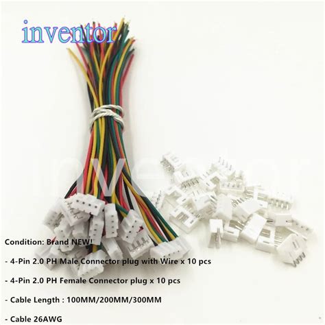 10 SETS Mini Micro JST 2 0 PH 4 Pin Connector Plug With Wires Cables