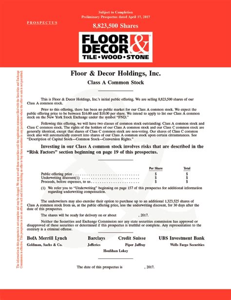 Maybe you would like to learn more about one of these? Floor & Decor Holdings, Inc. - FORM S-1/A - April 17, 2017