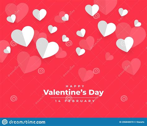 Valentines Day Background In Paper Style Design Stock Vector