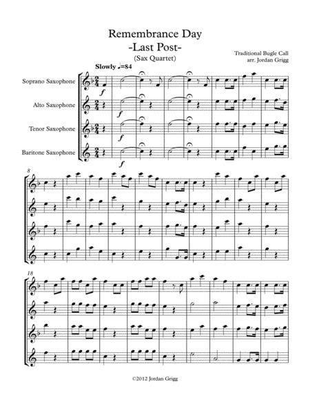 Remembrance Day Last Post Flute Clarinet Trumpet Tuba Free Music Sheet
