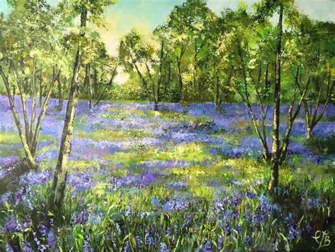 Bluebell Wood Painting By Colette Baumback Landscape Paintings