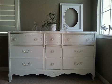 Maybe you would like to learn more about one of these? Vintage Chalk Painted Bassett French Provincial Dresser/ 9 ...