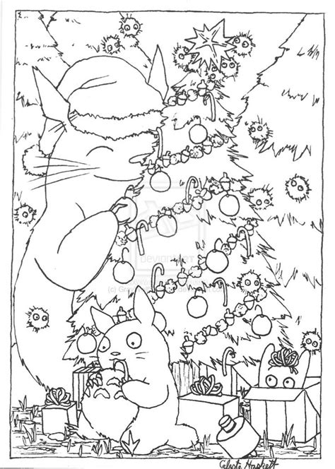 The christmas coloring pages at santa letter are so cute. totoro christmas card lineart by GrayWolfShadow.deviantart ...