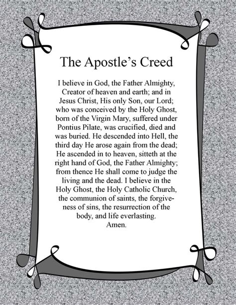 Apostles Creed Printable Web Believe In God The Father Almighty