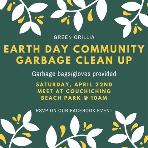 Earth Day Clean Up Join Us On Saturday April 22nd Sustainable Orillia