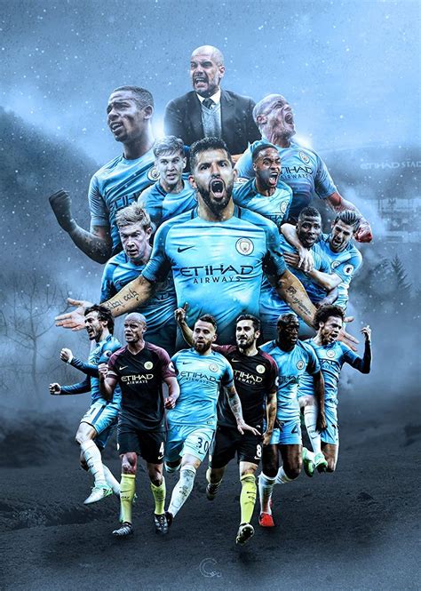 Manchester City Football Club Sport Picture Poster Wall Art Print A4