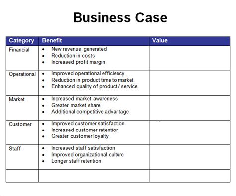 Business Case Template 7 Free Pdf Doc Download