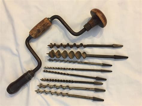Vintage Drill And Assorted Drill Brace Wood Auger Bits 1840539720