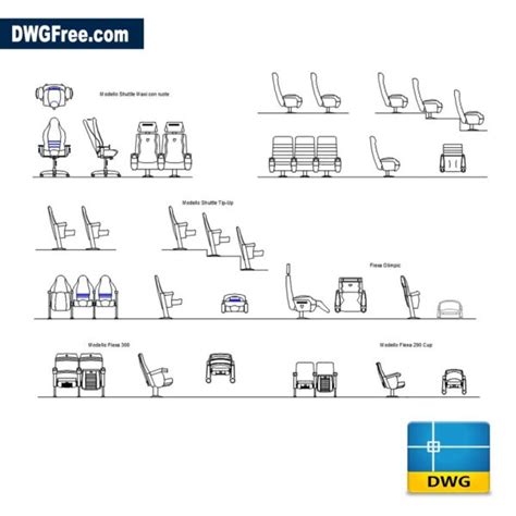 Auditorium Armchairs Cad Free Dwg 2d Drawing Top Autocad Blocks