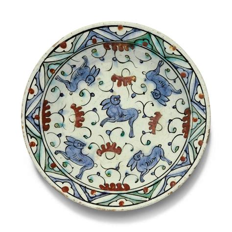 Sold Price AN IZNIK POLYCHROME POTTERY DISH WITH HARES TURKEY 17TH