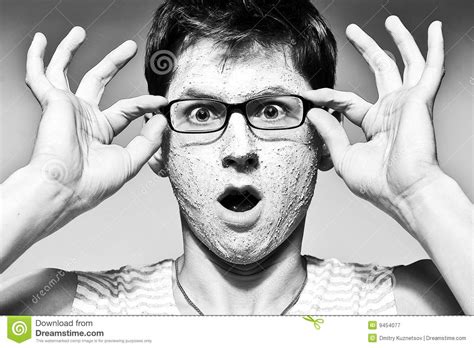 Funny Man With Facial Mask And Glasses Royalty Free Stock