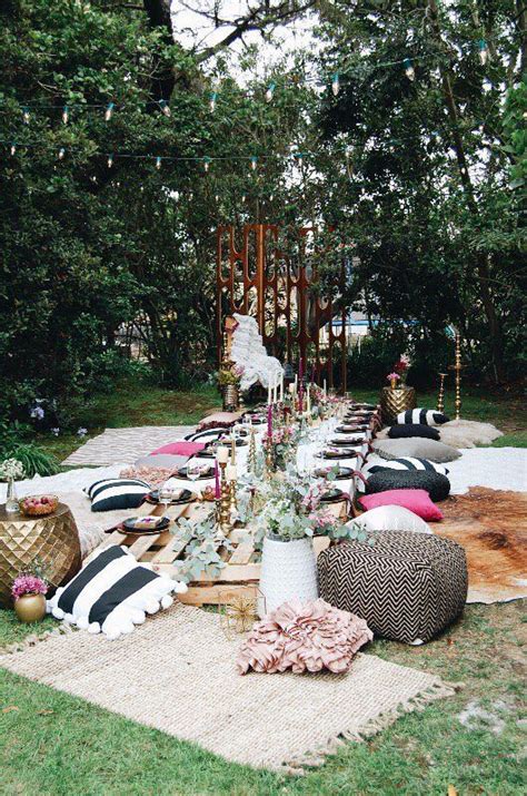 Boho Style Party Seating Your Guests Will Adore Summer Outdoor Party