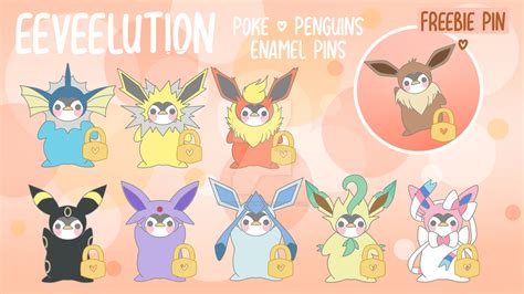 Pokemon Poke Penguins Eeveelutions Enamel Pins By Pingkipenguin On Deviantart