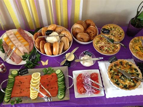 It's also great for breakfast or brunch do something different with your eggs and smoked salmon by baking into a bread roll for an extra special brunch. Brunch Birthday party table layout. Bagel bar with deli ...