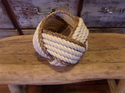 Knotted Bowl Handmade Nautical Decor Cotton And Manila Rope Etsy