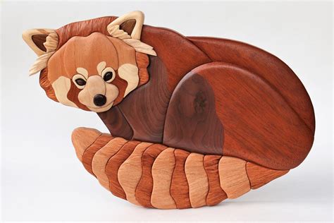 Red Panda Intarsia Wall Hanging Scroll Saw Pattern Diy Etsy