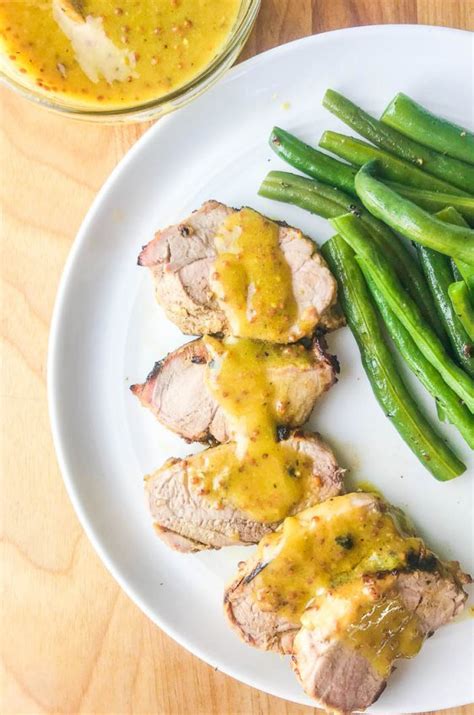 Pork tenderloin is one of those proteins that is luxurious enough for a fancy dinner as it is quick and easy for a healthy weeknight dinner. Grilled Pork Tenderloin with Mustard Sauce - Life's Ambrosia