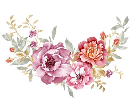 Watercolour Bouquet Of Varİous Flower Design Patterns Studio Flower