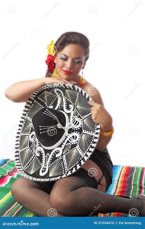 Sexy Schuw Mexicaans Pin Up Girl Stock Foto Image Of Kleurrijk Deken