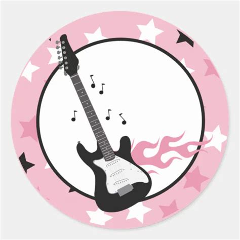 Pink Rock Star Guitar Envelope Seals Zazzle