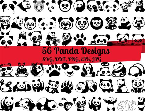 56 Panda Svg Bundle Panda Bear Svg Panda Dxf Panda Png Etsy