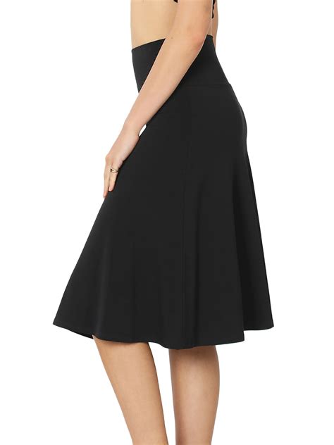 Women And Plus Fold Over Banded Waist A Line Flared Knee Length Midi
