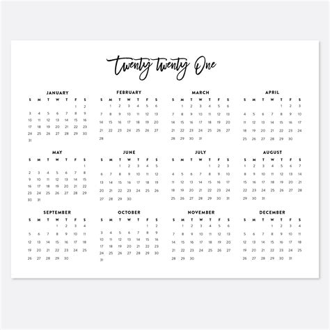 Free Printable Calendars 20212021year At A Glance Month Calendar