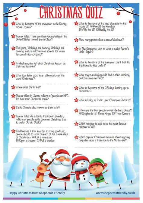 Christmas Quiz For Kids Shepherds Friendly Society Christmas Quiz