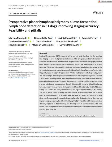 Pdf Preoperative Planar Lymphoscintigraphy Allows For Sentinel Lymph