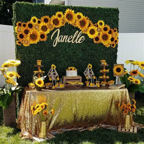 🌻 Sunflower🌻 Bridal Shower Dessert Table And Grass Wall Set Up By Yours