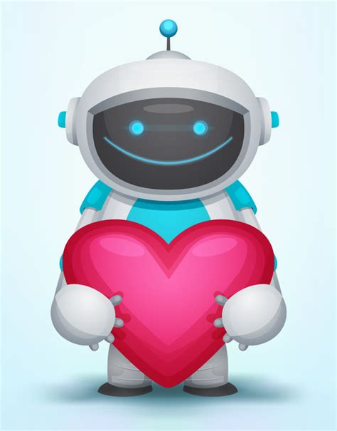 Robot Holding A Heart Shape Vector Free Download