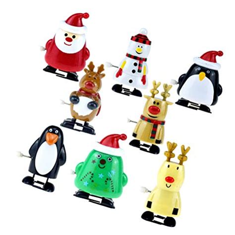 Toyvian 8pcs Wind Up Toys Penguin Christmas Tree Santa Claus Snowman