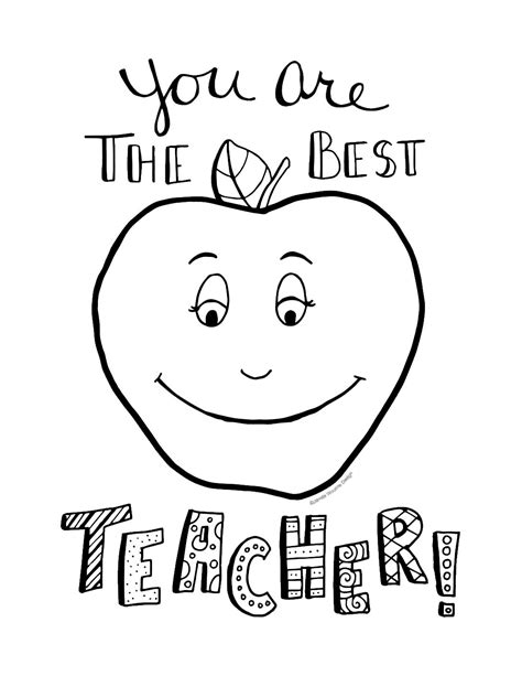 The Best Teacher Teacher Appreciation Coloring Page Finding Zest