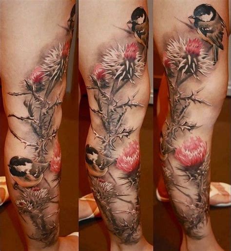 Realistic Nature Tattoo By Laura Juan Design Of Tattoos Tatouage Chardon Tatouage